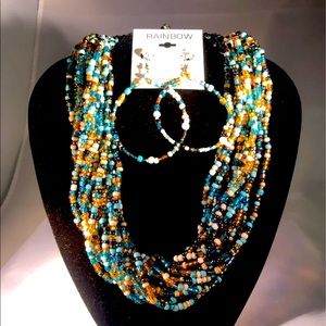 Beaded necklace and earring set